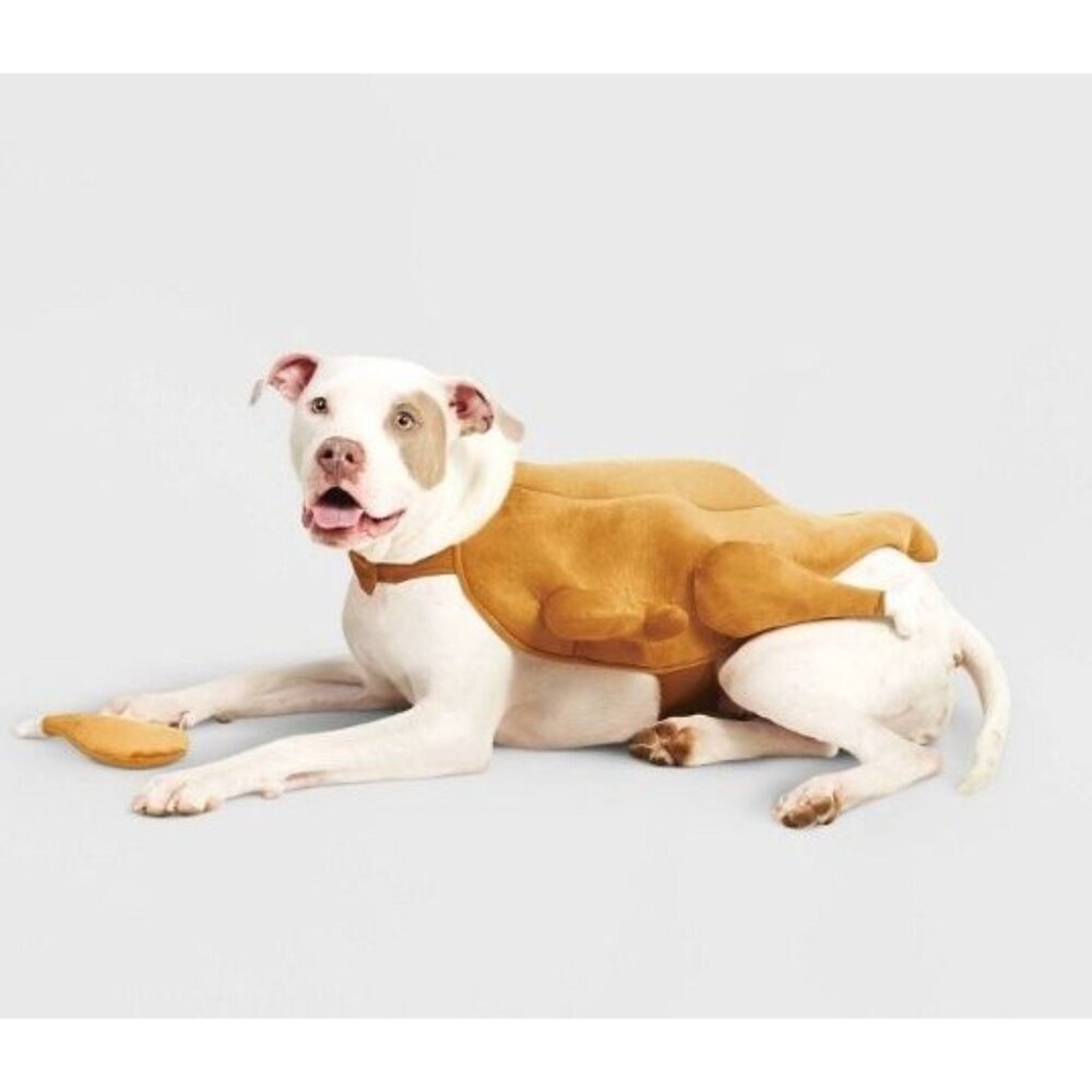 Boots & Barkley Turkey Full Body Halloween Dog Cat Costume Turkey Leg Toy S/M